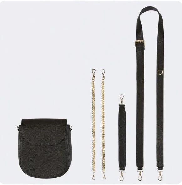 Bandolier shay black gold convertible crossbody bag & multi wear straps leather - Picture 2 of 7
